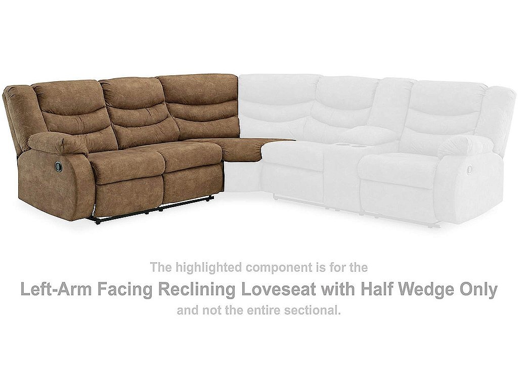 Partymate Left-Arm Facing Reclining Loveseat with Half Wedge