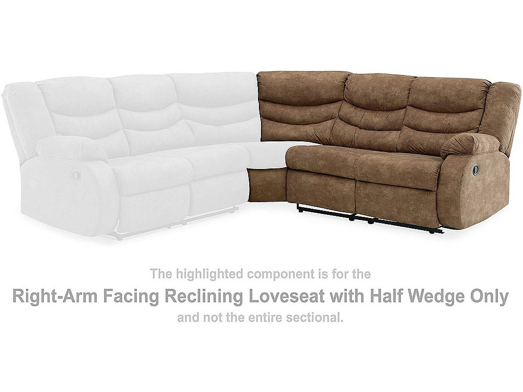 Partymate Right-Arm Facing Reclining Loveseat with Half Wedge