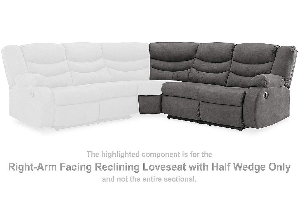 Partymate Right-Arm Facing Reclining Loveseat with Half Wedge