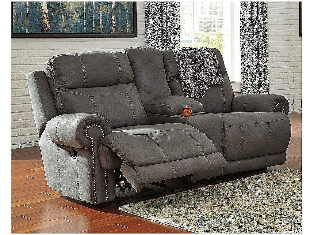 Austere Reclining Loveseat with Console