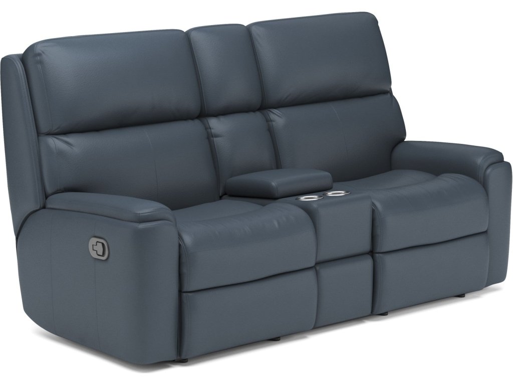 Rio Leather Reclining Loveseat with Console