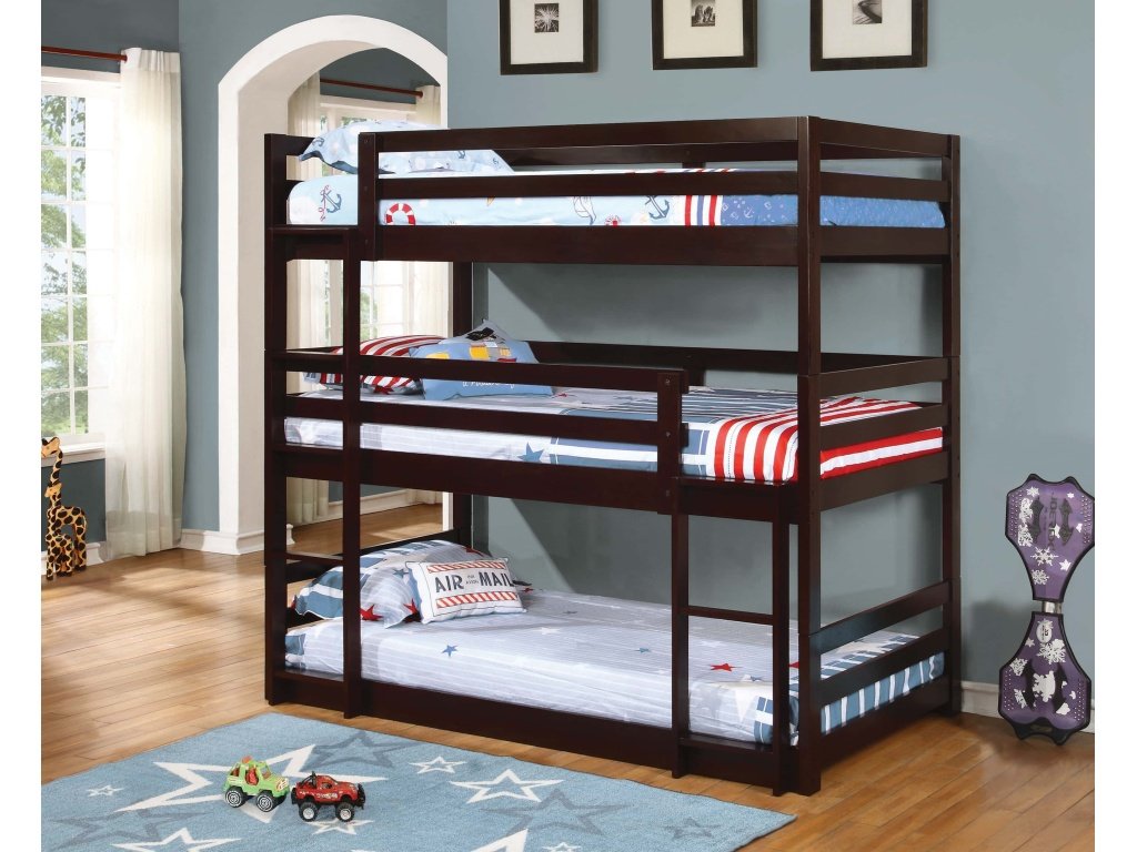 Sandler Twin Triple Bunk Bed Cappuccino