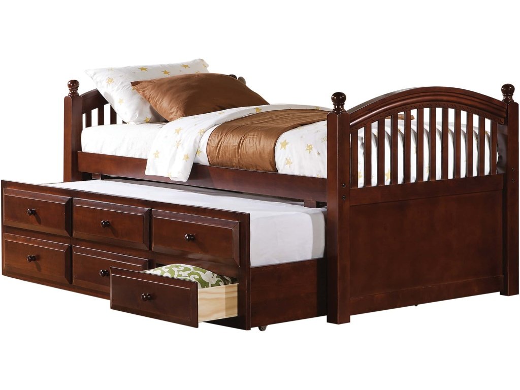 Norwood 3-Drawer Twin Bed With Captains Trundle Chestnut