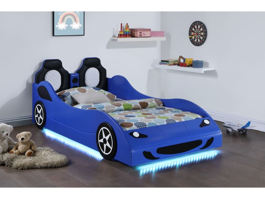 Cruiser Car Themed Twin Bed With Underglow Lights Blue