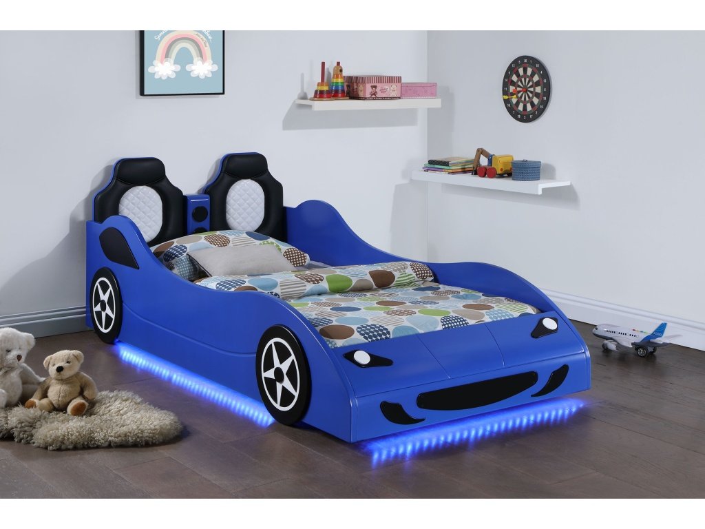 Cruiser Car Themed Twin Bed With Underglow Lights Blue