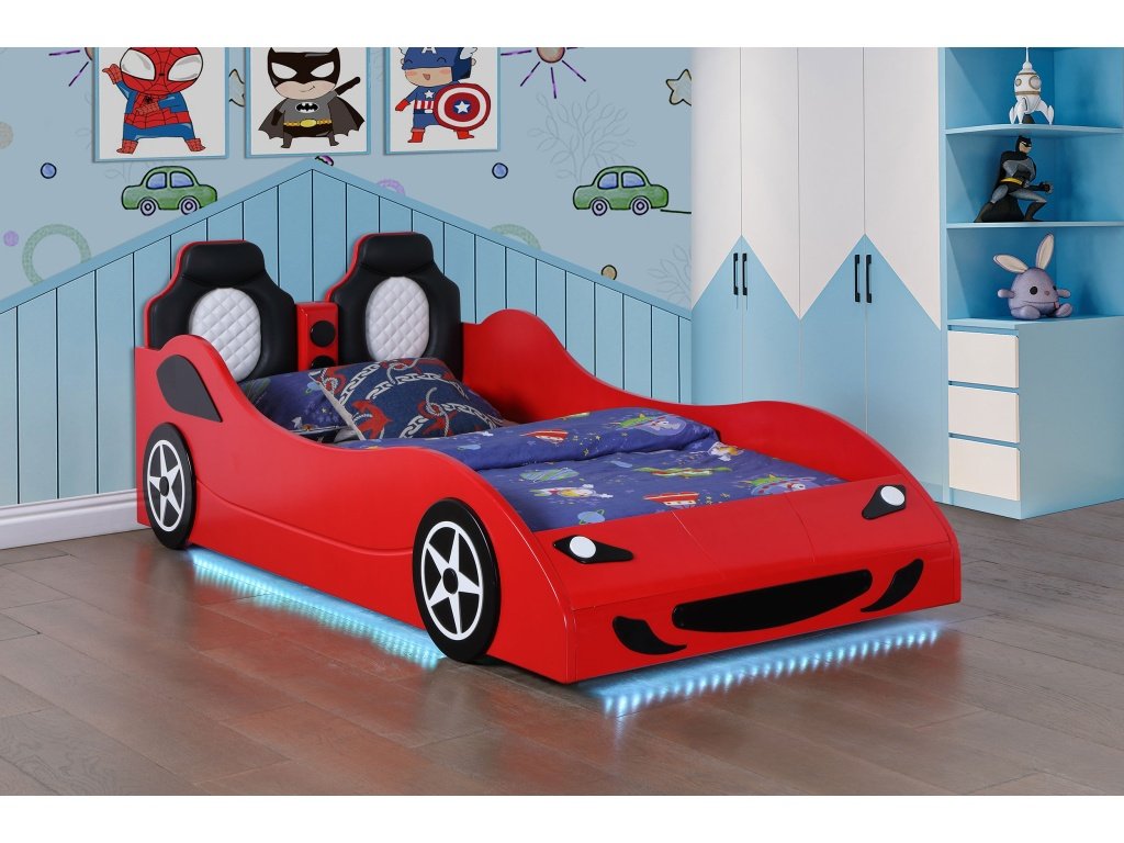 Cruiser Car Themed Twin Bed With Underglow Lights Red