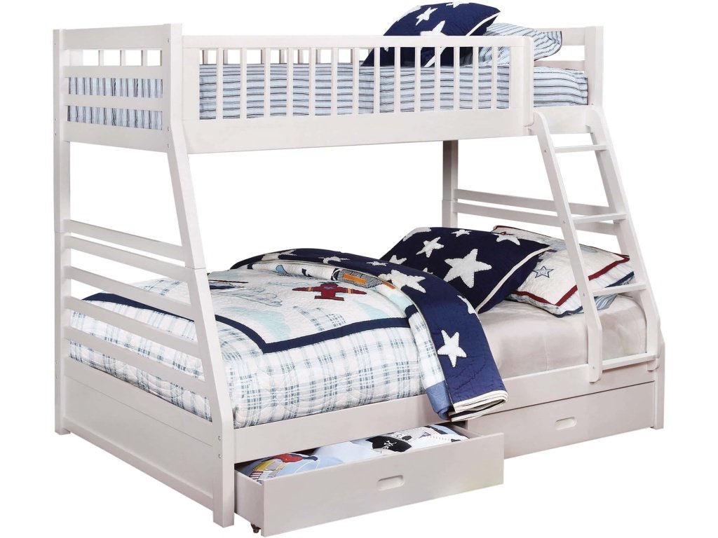 Ashton 2-Drawer Wood Twin Over Full Bunk Bed White