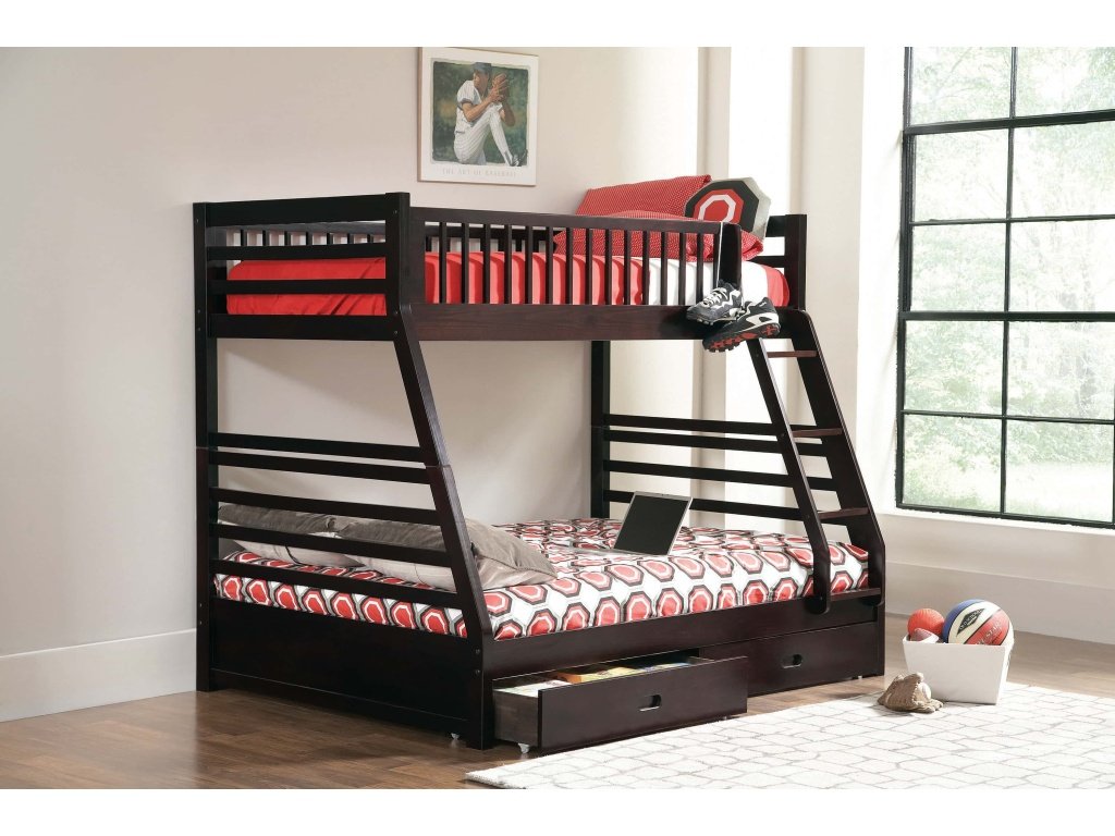 Ashton Twin Over Full 2-Drawer Bunk Bed Cappuccino