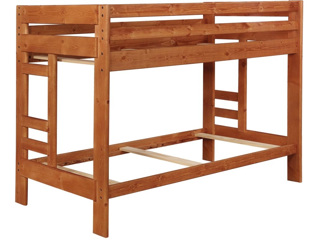 Wrangle Hill Wood Twin Over Twin Bunk Bed Amber Wash