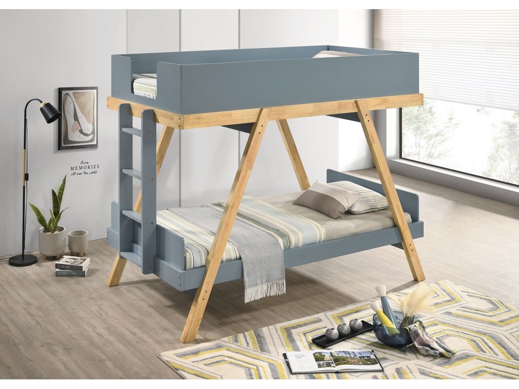 Frankie Wood Twin Over Twin Bunk Bed Van Courtland Blue And Natural