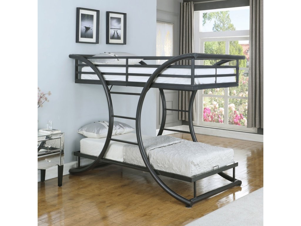 Stephan Metal Twin Over Twin Bunk Bed Gunmetal