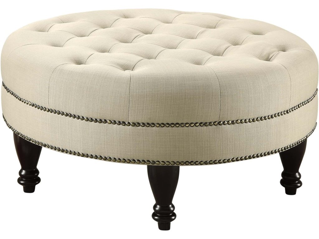 Elchin Round Upholstered Tufted Ottoman Oatmeal