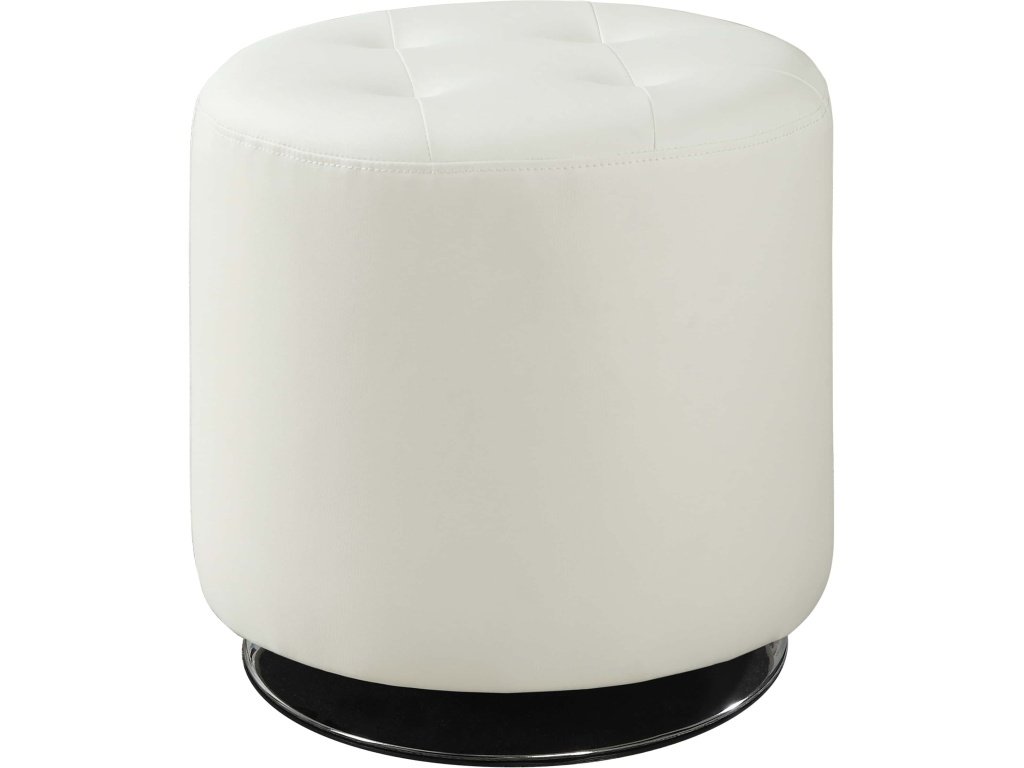 Bowman Round Upholstered Tufted Swivel Ottoman White