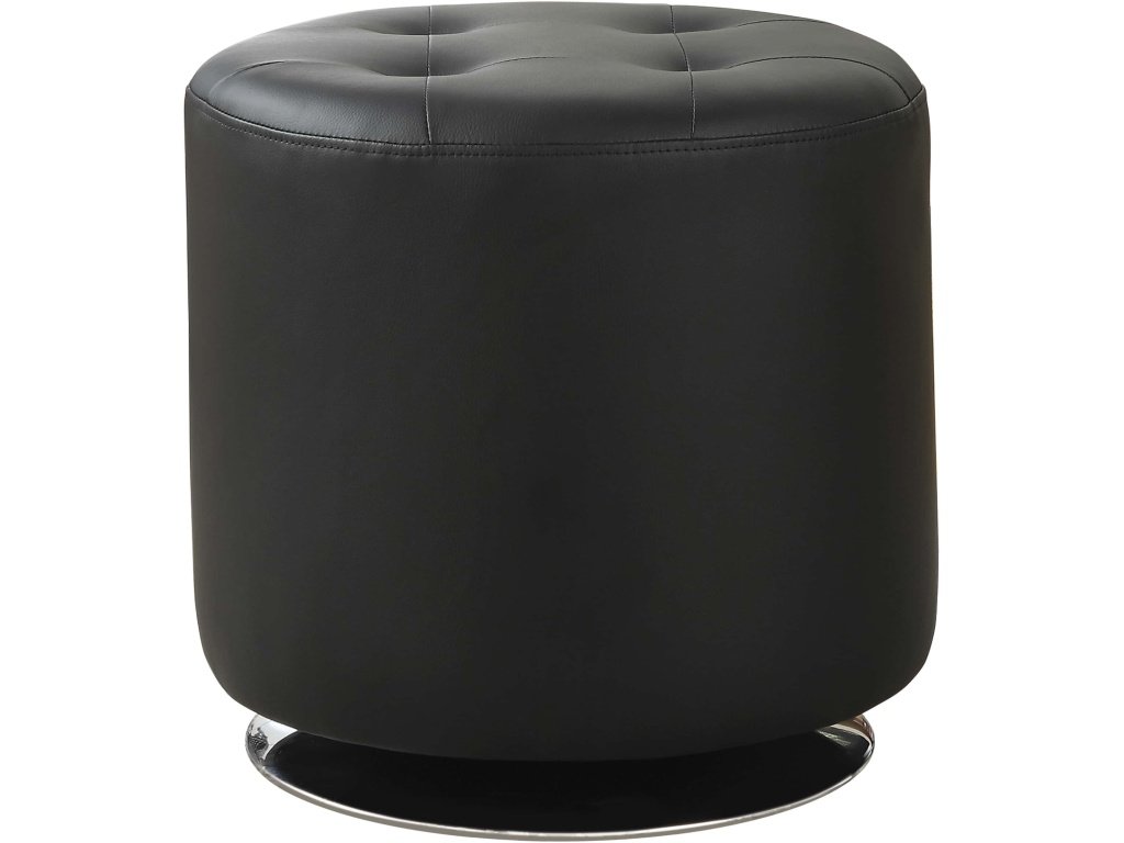 Bowman Round Upholstered Tufted Swivel Ottoman Black