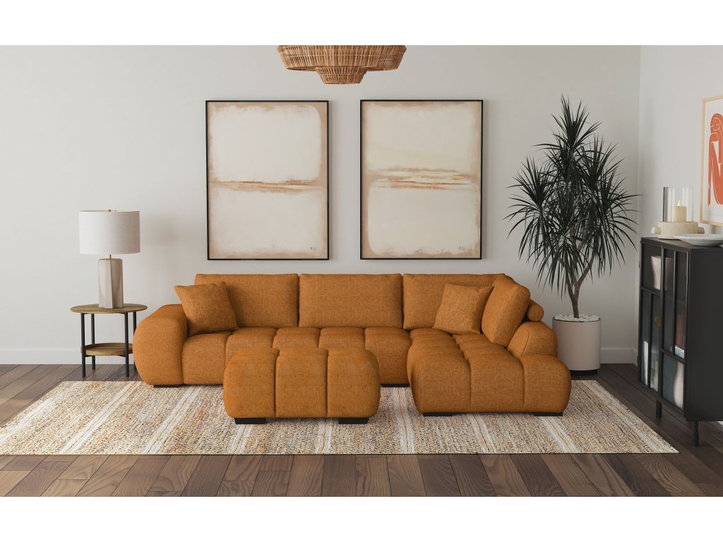 Camacho Upholstered Chaise Sectional Sofa Orange