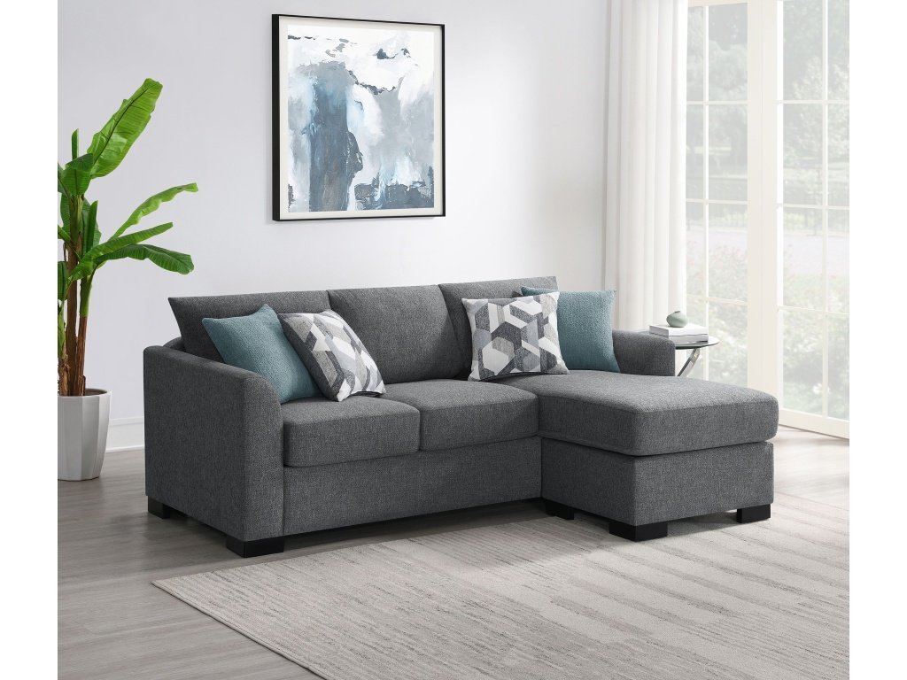 Storey Upholstered Sleeper Sectional Chaise Sofa Grey