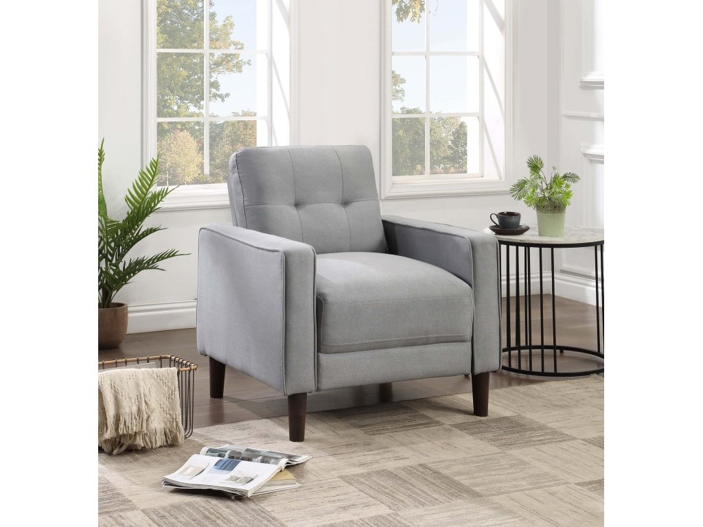 Bowen Upholstered Track Arm Tufted Accent Chair Grey