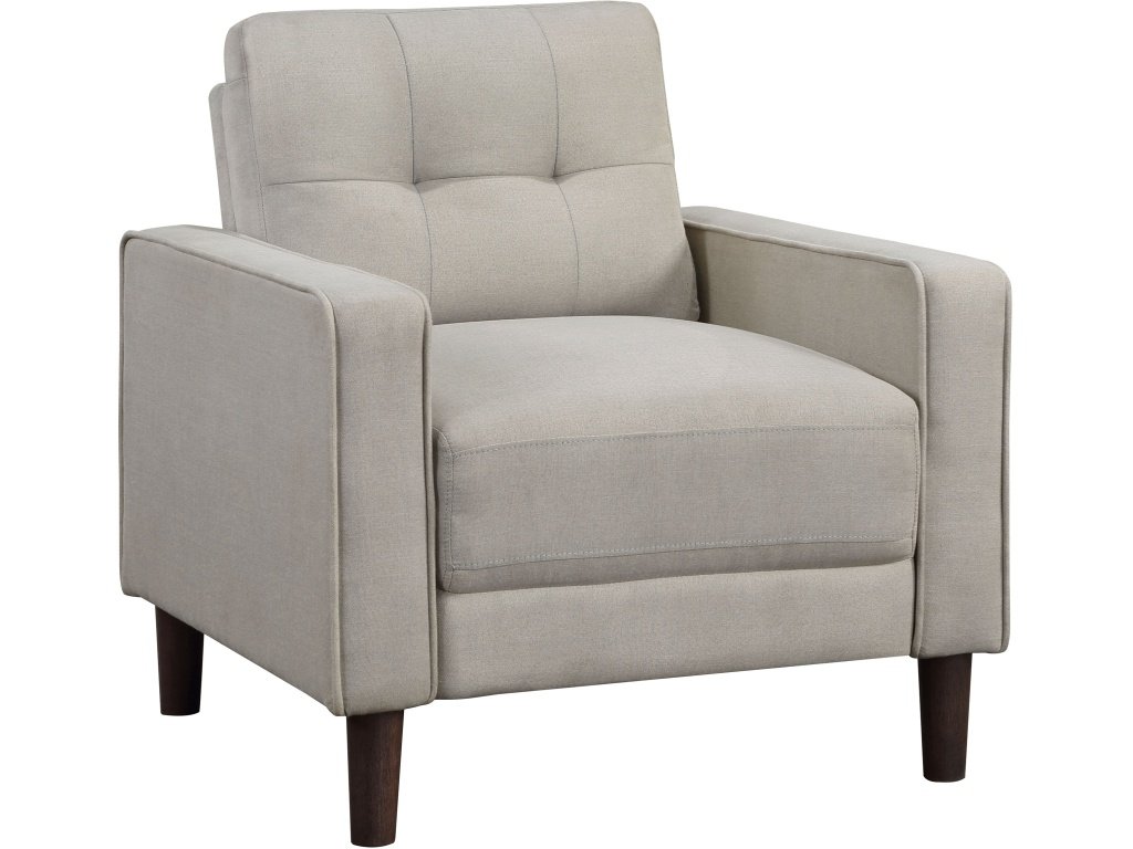 Bowen Upholstered Track Arm Tufted Accent Chair Beige