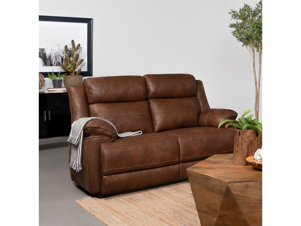 Ellington Upholstered Padded Arm Loveseat Dark Brown