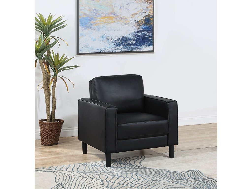 Ruth Upholstered Track Arm Faux Leather Accent Chair Black