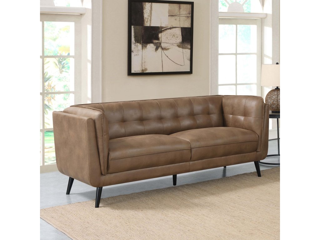 Thatcher Upholstered Button Tufted Sofa Brown