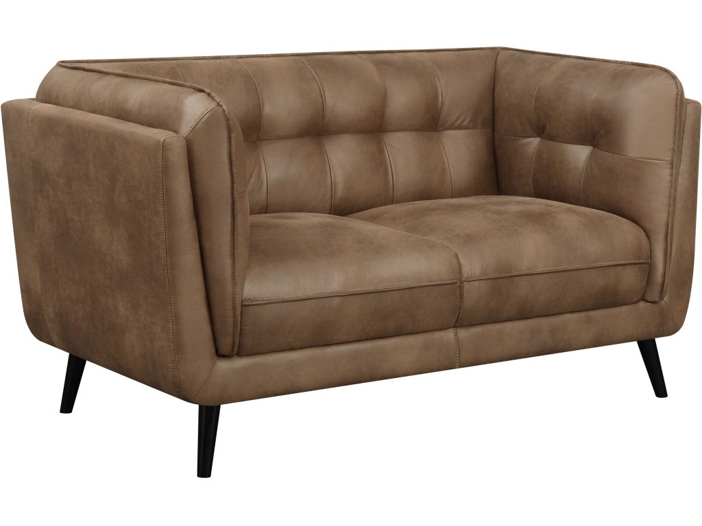 Thatcher Upholstered Button Tufted Loveseat Brown