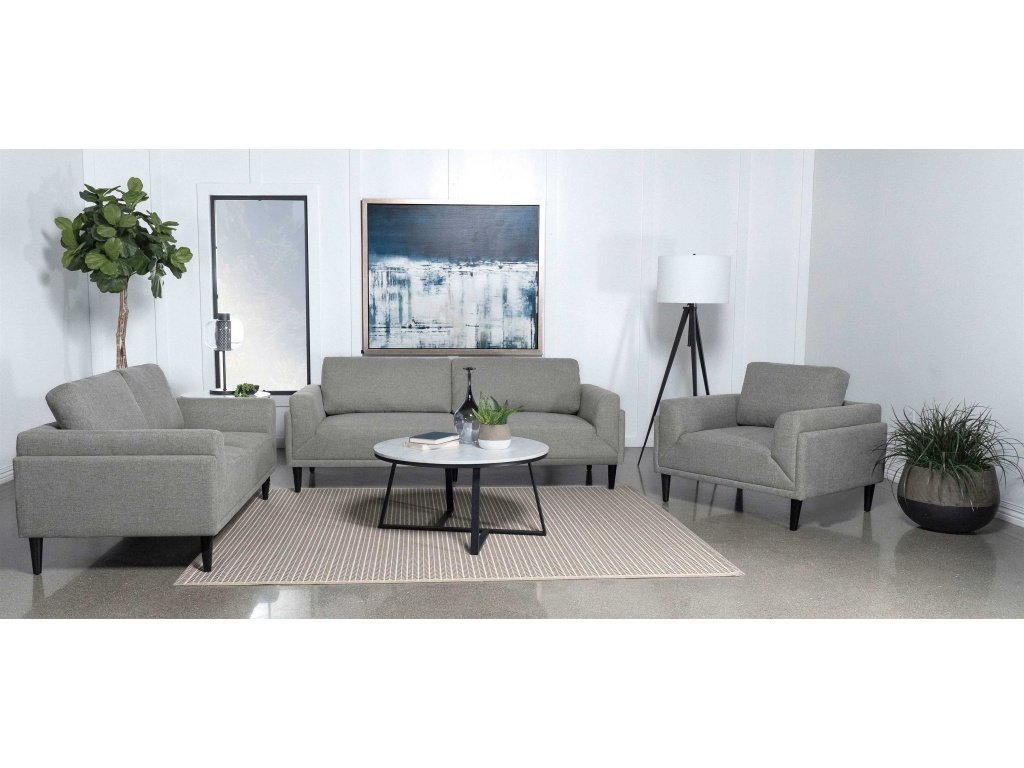 Rilynn 3-Piece Upholstered Track Arms Sofa Set Grey