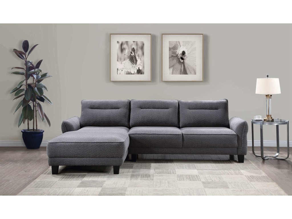 Caspian Upholstered Curved Arms Sectional Sofa Grey