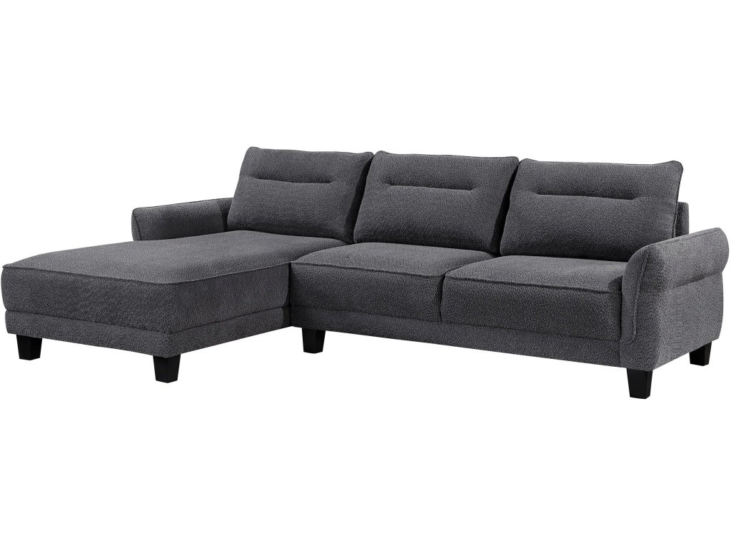 Caspian Upholstered Curved Arms Sectional Sofa Grey