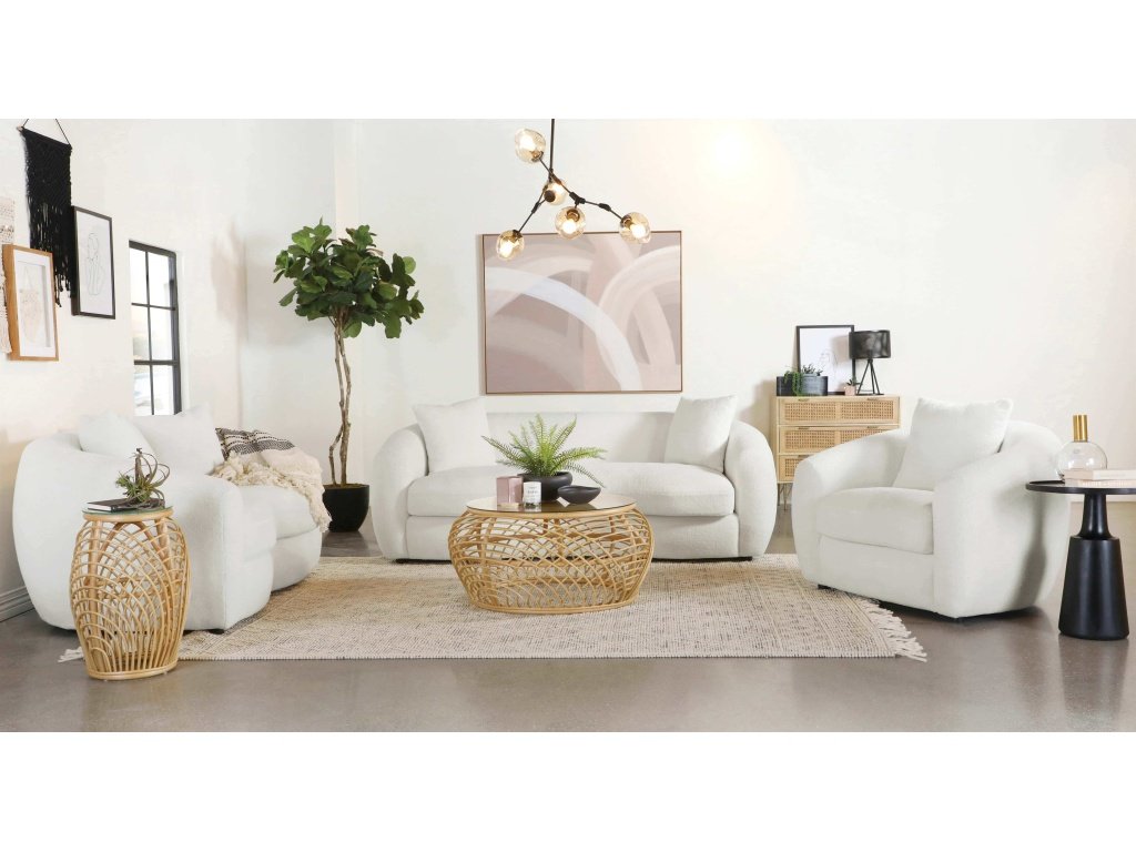 Isabella 2-Piece Upholstered Tight Back Living Room Set White