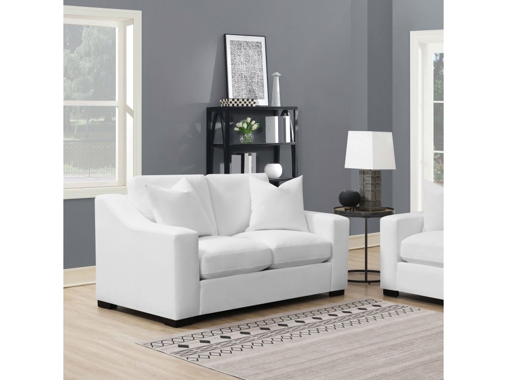 Ashlyn Upholstered Sloped Arms Loveseat White