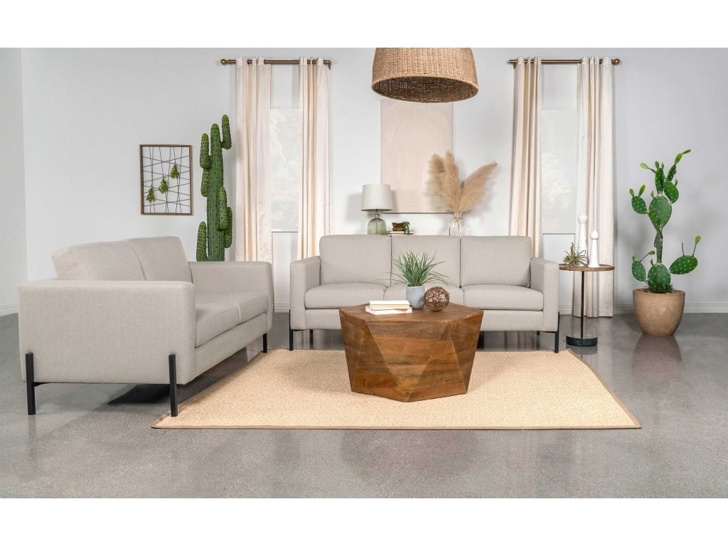 Tilly 2-Piece Upholstered Track Arm Sofa Set Oatmeal