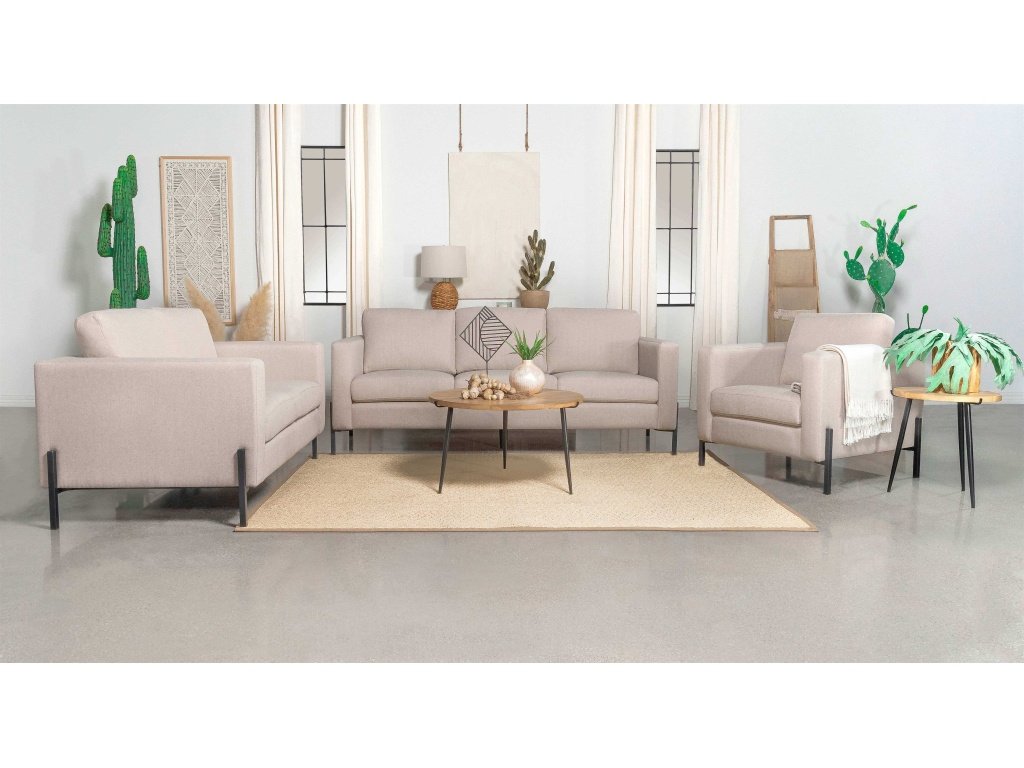 Tilly 3-Piece Upholstered Track Arm Sofa Set Oatmeal