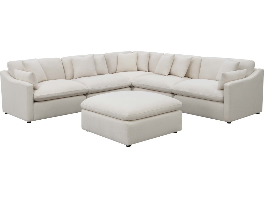 Hobson 6-Piece Upholstered Modular Sectional Sofa Ivory