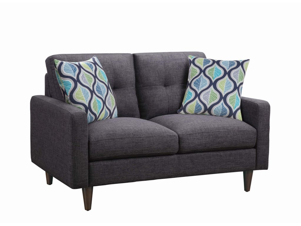 Watsonville Upholstered Track Arm Tufted Loveseat Grey