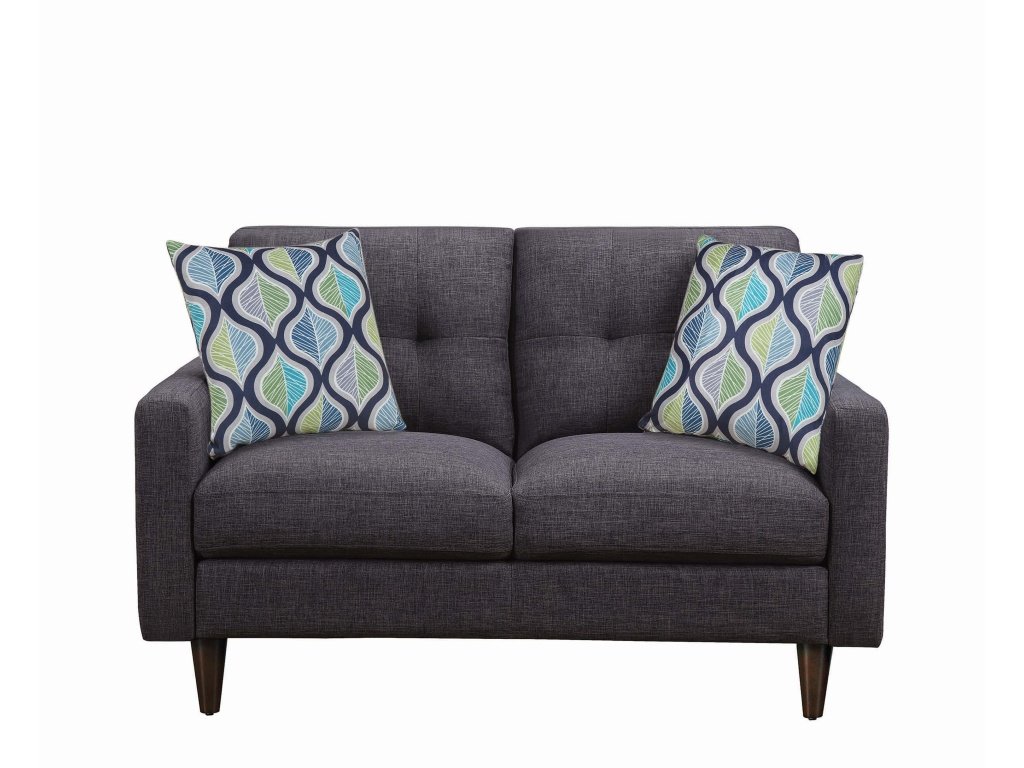 Watsonville Upholstered Track Arm Tufted Loveseat Grey