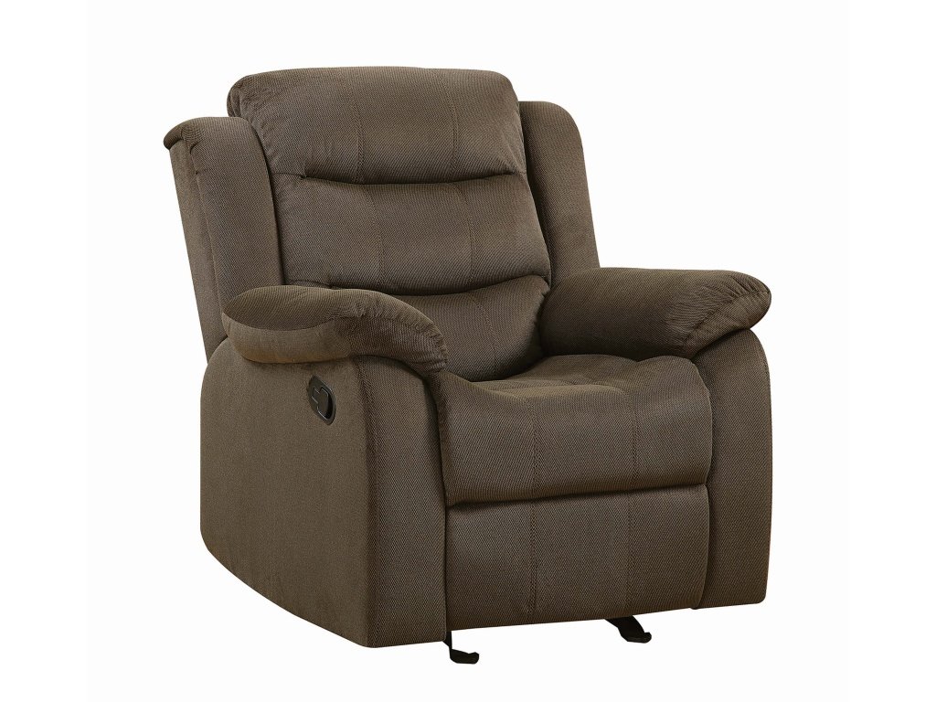 Rodman Upholstered Padded Arm Glider Recliner Olive Brown