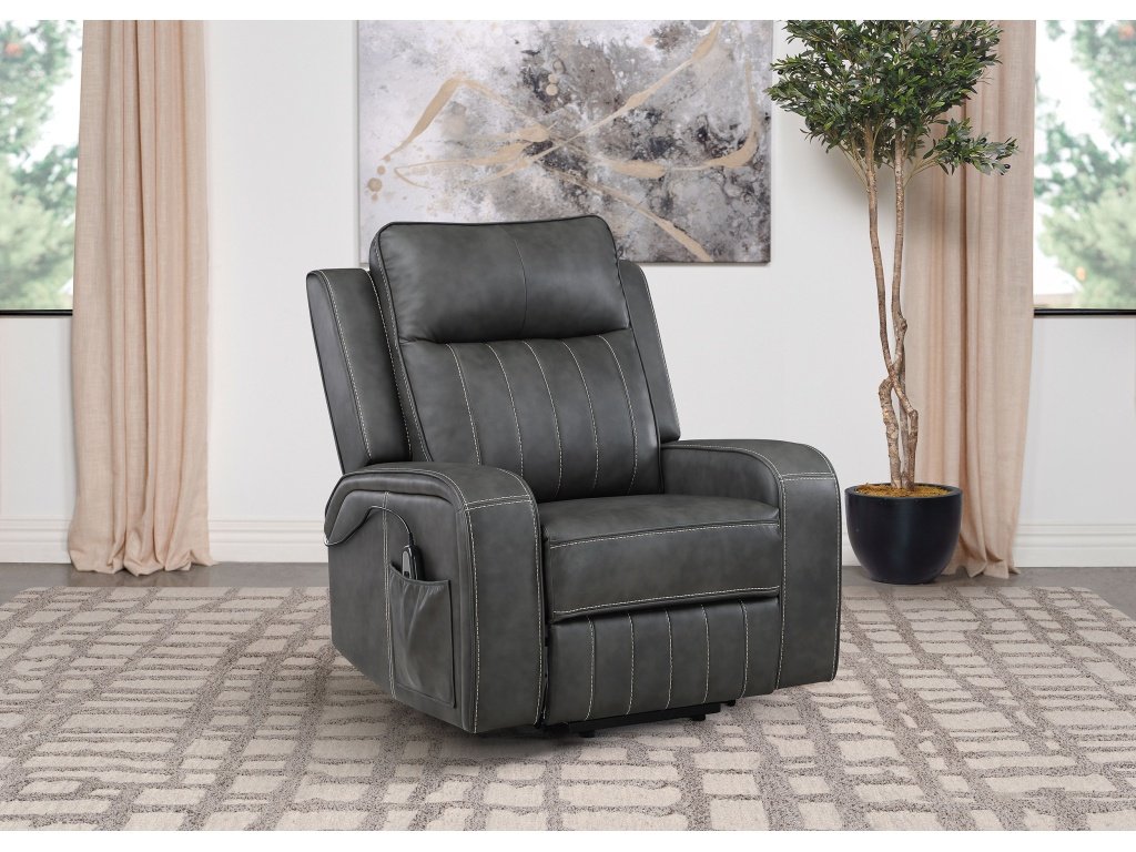 Raelynn Upholstered Power Lift Recliner Chair Grey