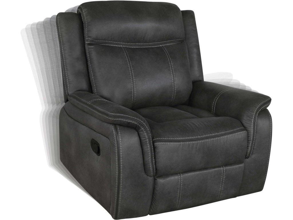 Lawrence Upholstered Padded Arm Glider Recliner Charcoal