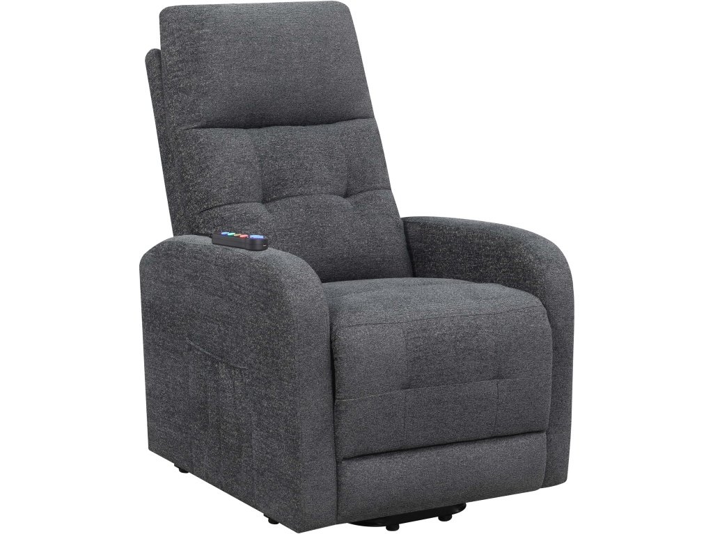 Howie Tufted Upholstered Power Lift Recliner Charcoal