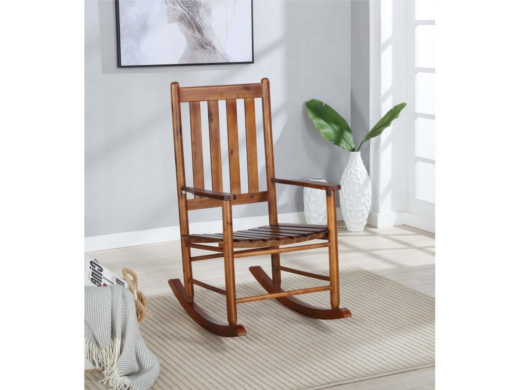 Annie Slat Back Wooden Rocking Chair Golden Brown