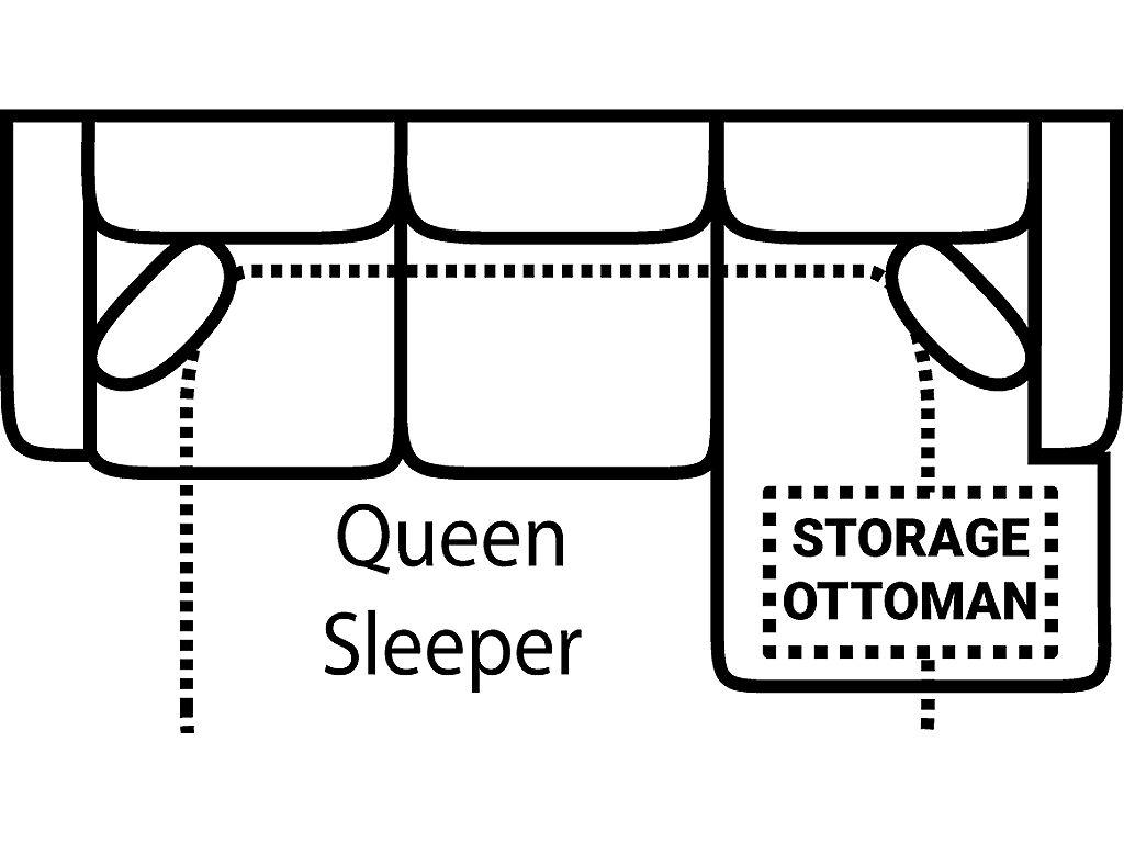 Sofa Chaise Qn Slpr w/Stor. Gel