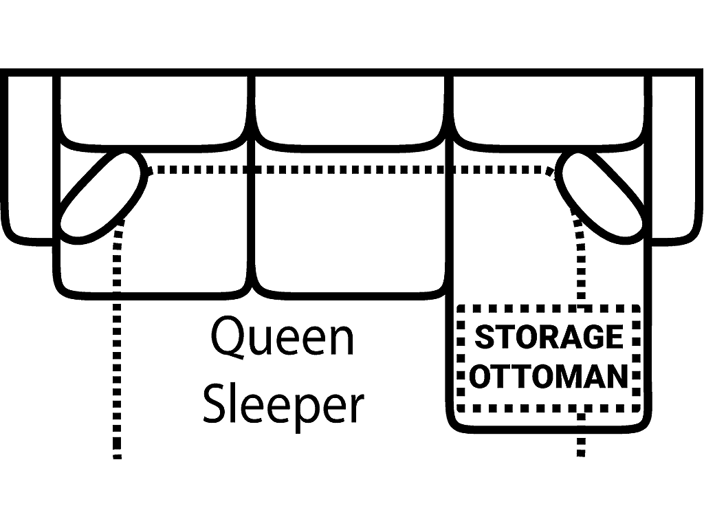 Sofa Chaise Qn. Slpr. w/ Stor. Gel