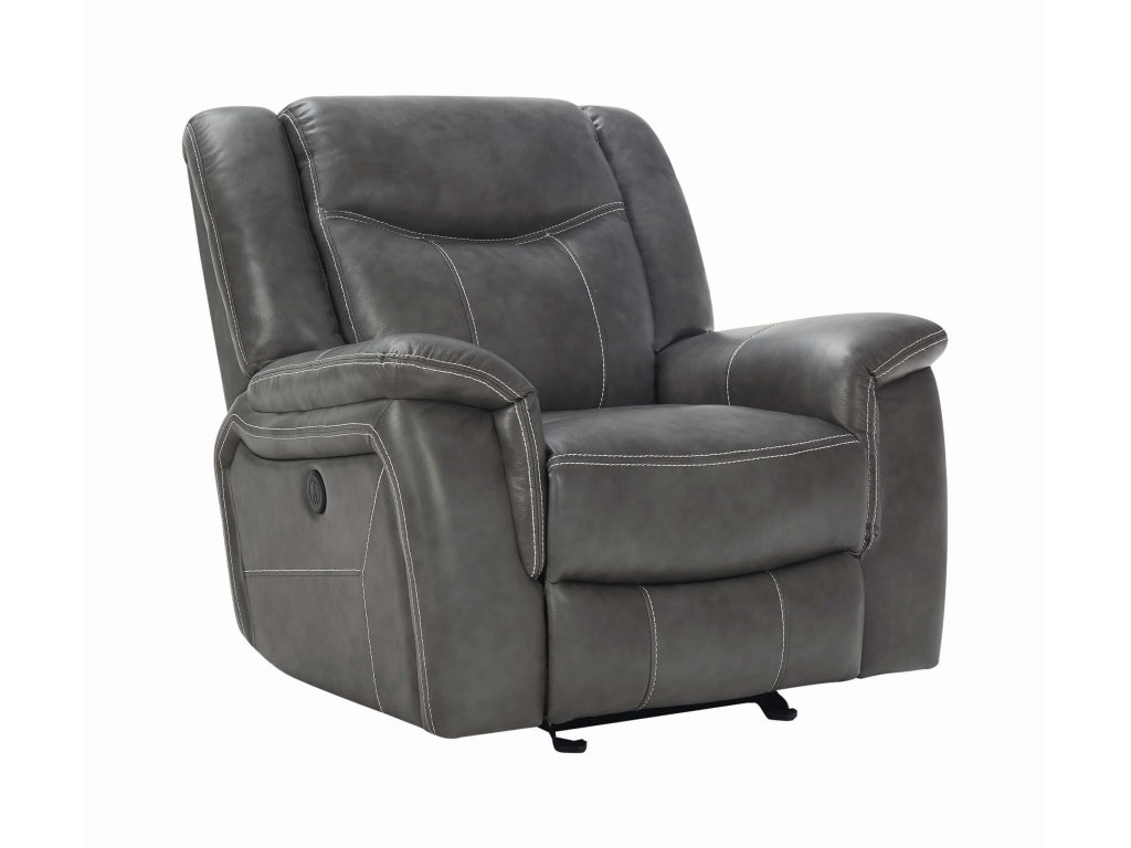 Conrad Upholstered Padded Arm Glider Recliner Grey