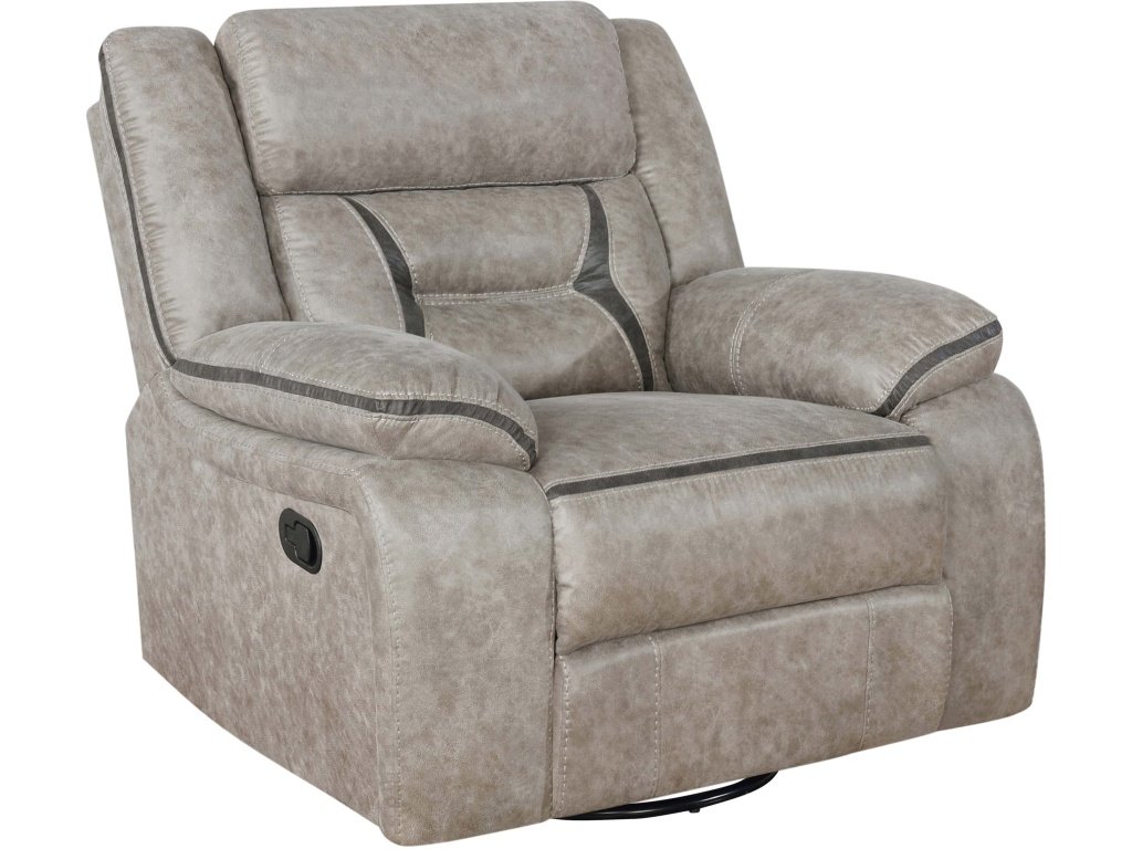 Greer Upholstered Swivel Glider Recliner Chair Taupe