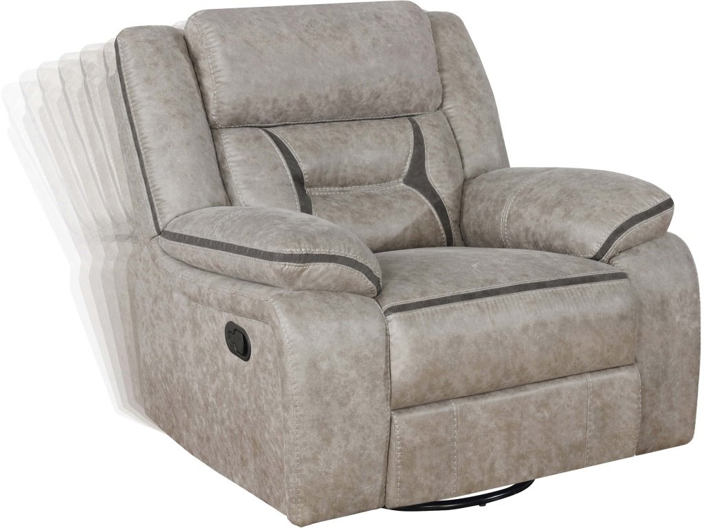 Greer Upholstered Swivel Glider Recliner Chair Taupe