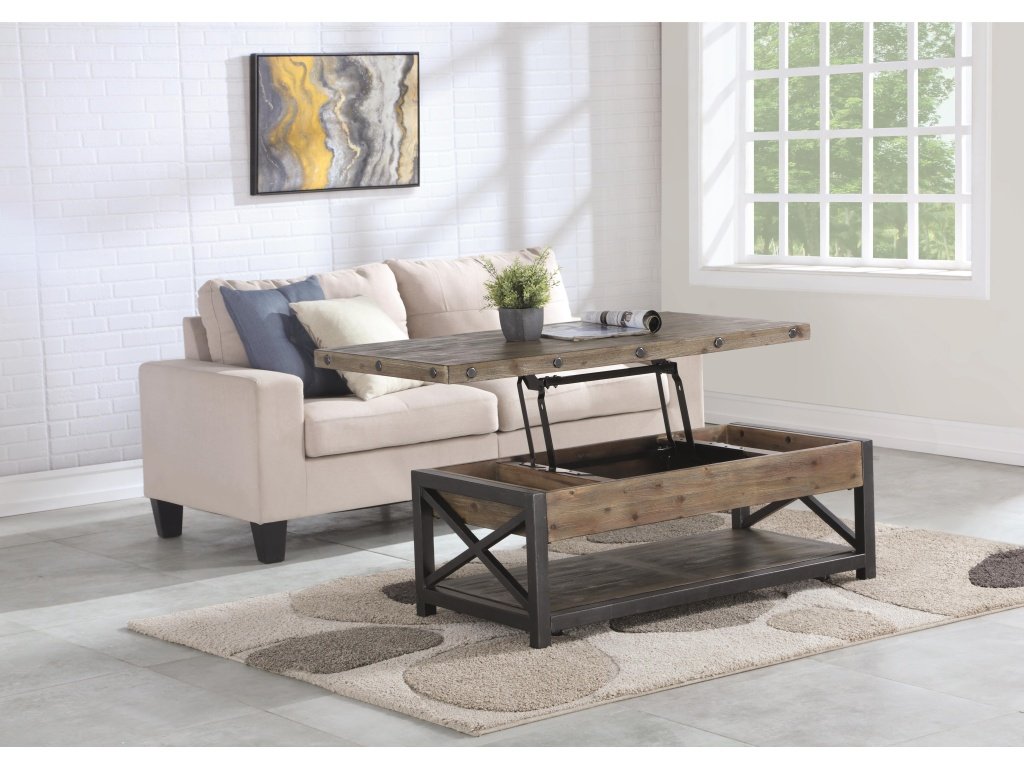 Rectangular Lift-Top Coffee Table With Casters