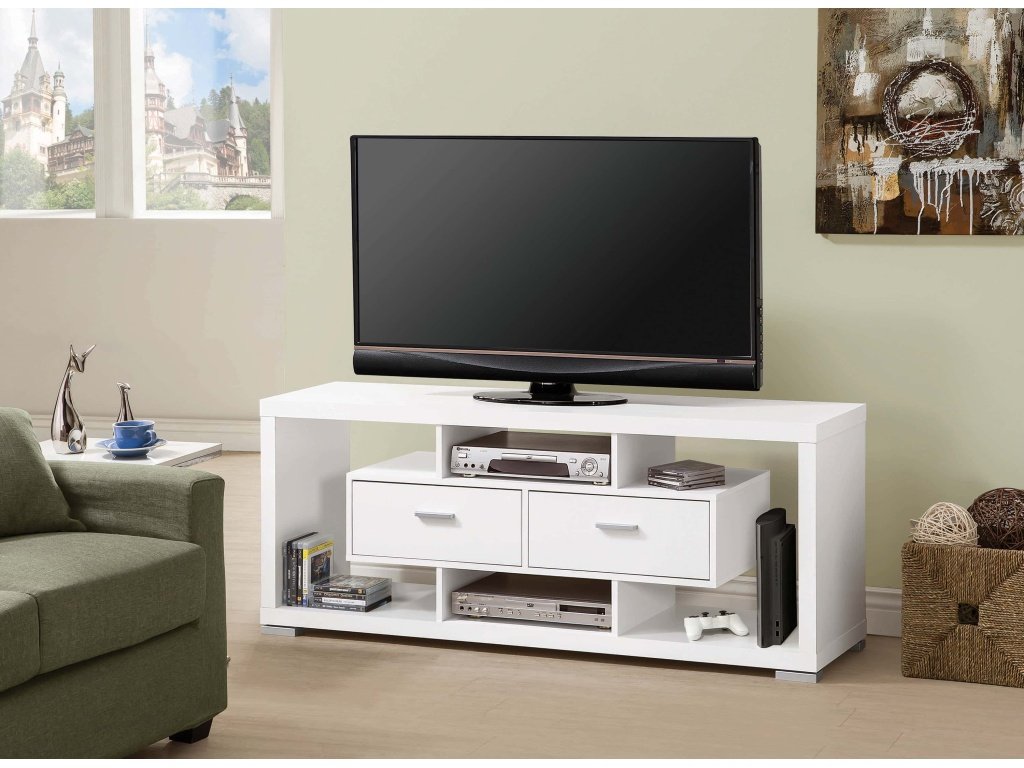 Darien 2-Drawer Engineered Wood 59″ TV Stand White