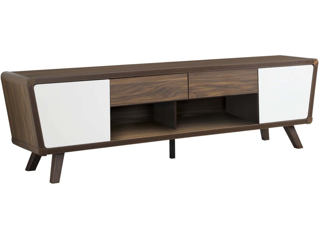 Alvin 2-Door Engineered Wood 74″ TV Stand Dark Walnut