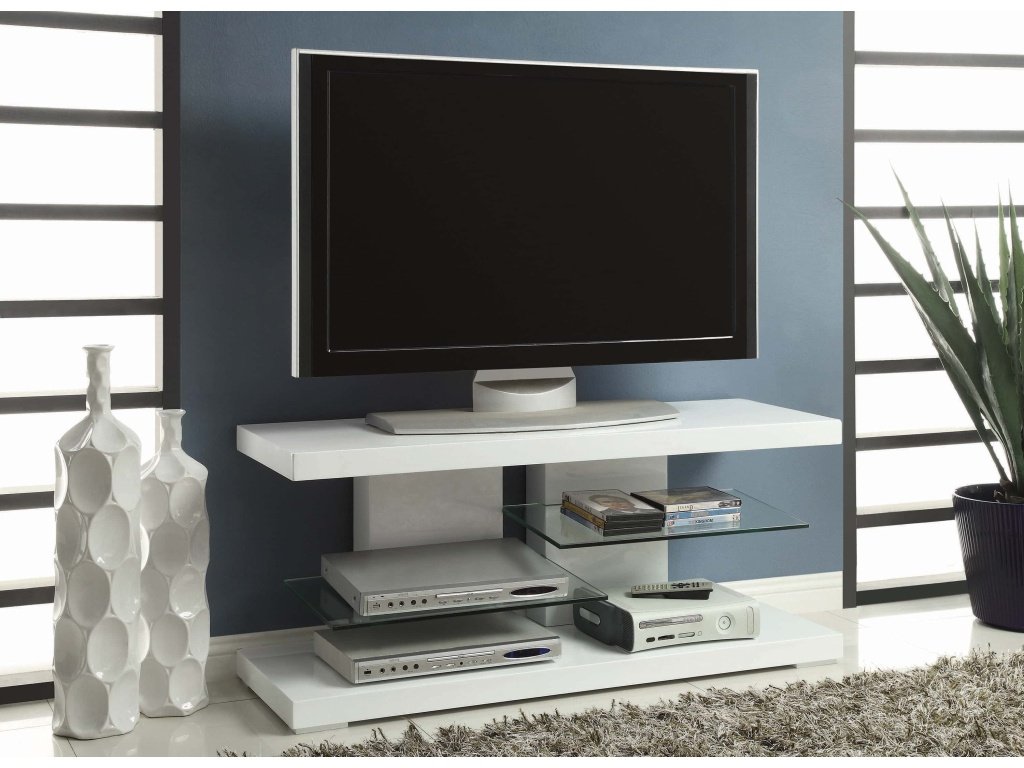 Cogswell 2-Shelf TV Console Glossy White